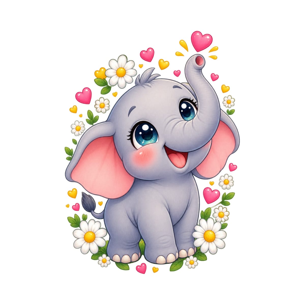 Koszulka ze słonikiem dla dziewczynki biała słodki kawaii, zdjęcie 2