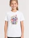 Koszulka ze słonikiem dla dziewczynki biała słodki kawaii, zdjęcie 1
