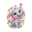 Koszulka ze słonikiem dla dziewczynki biała słodki kawaii, zdjęcie 2