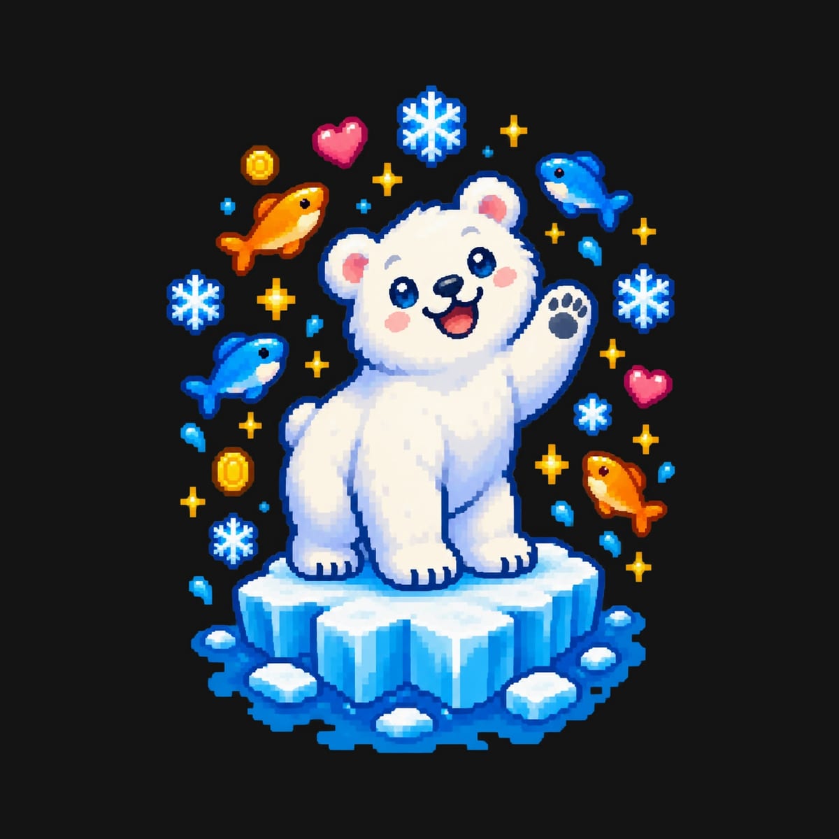 Koszulka dziecięca z niedźwiedziem polarnym dla chłopca czarna pixel art, zdjęcie 2