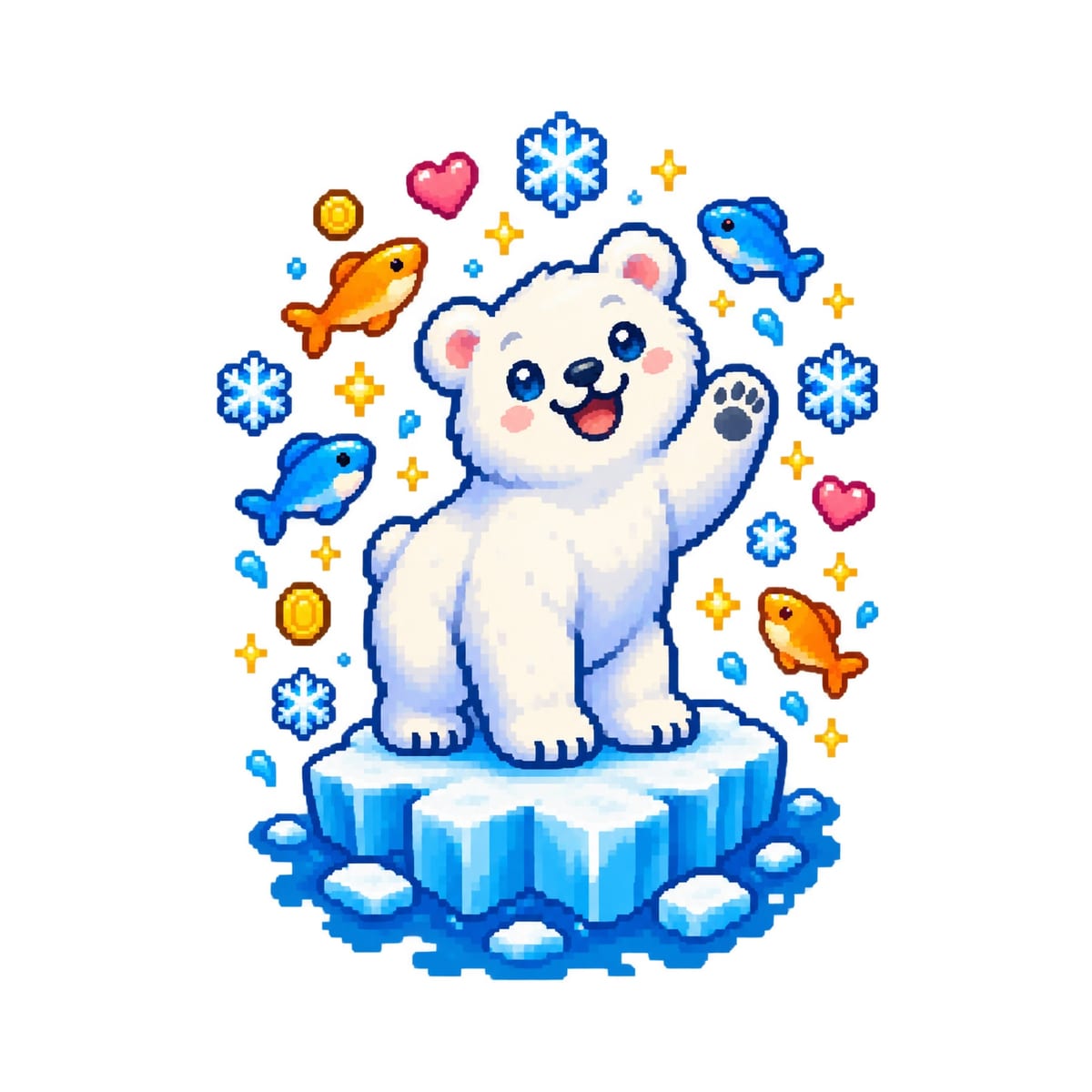 Koszulka dziecięca z niedźwiedziem polarnym dla chłopca biała pixel art, zdjęcie 2