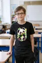 Koszulka z pandą naklejką dla chłopca czarna efekt naklejki z konturem, zdjęcie 3