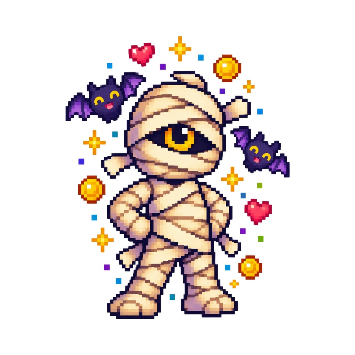 Koszulka z mumią pixel art dla chłopca biała blokowy styl, zdjęcie 2