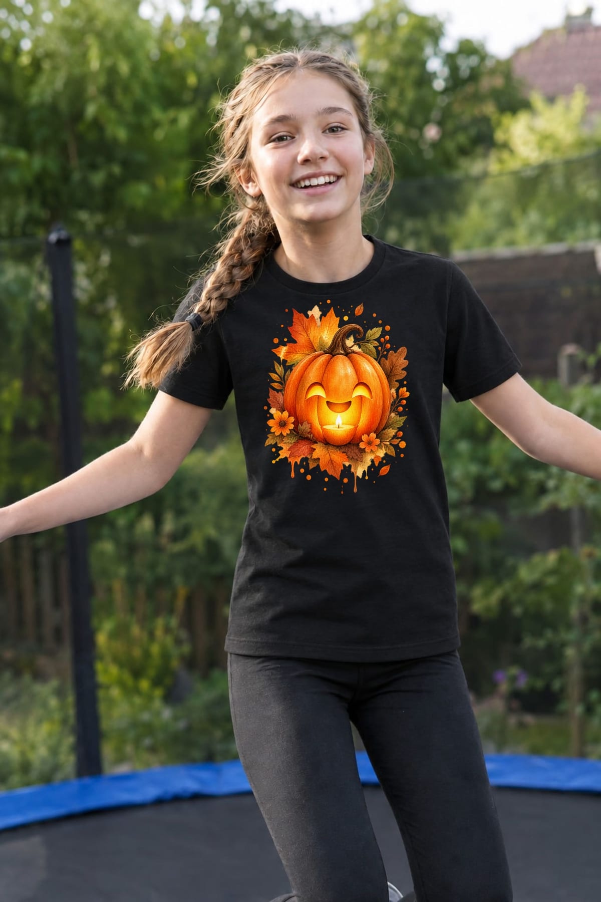 Koszulka z lampionem dla dziewczynki czarna miękka akwarela, zdjęcie 5