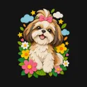 Koszulka dla dziewczynki z shih tzu czarna papierowa wycinanka, zdjęcie 2
