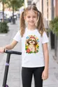 Koszulka dla dziewczynki z shih tzu biała papierowa wycinanka, zdjęcie 4