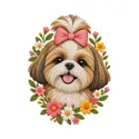 Koszulka z shih tzu dla dziewczynki biała wygląd jak haft, zdjęcie 2