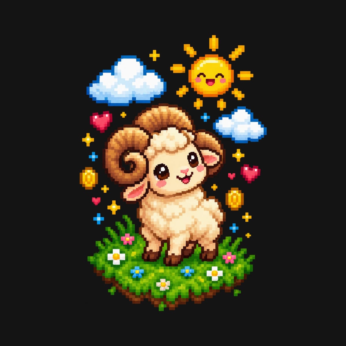 Koszulka dziecięca z baranem dla chłopca czarna pixel art, zdjęcie 2