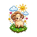 Koszulka dziecięca z baranem dla chłopca biała pixel art, zdjęcie 2