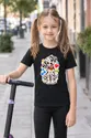 Koszulka z dalmatyńczykiem dla dziewczynki czarna styl naklejki, zdjęcie 8