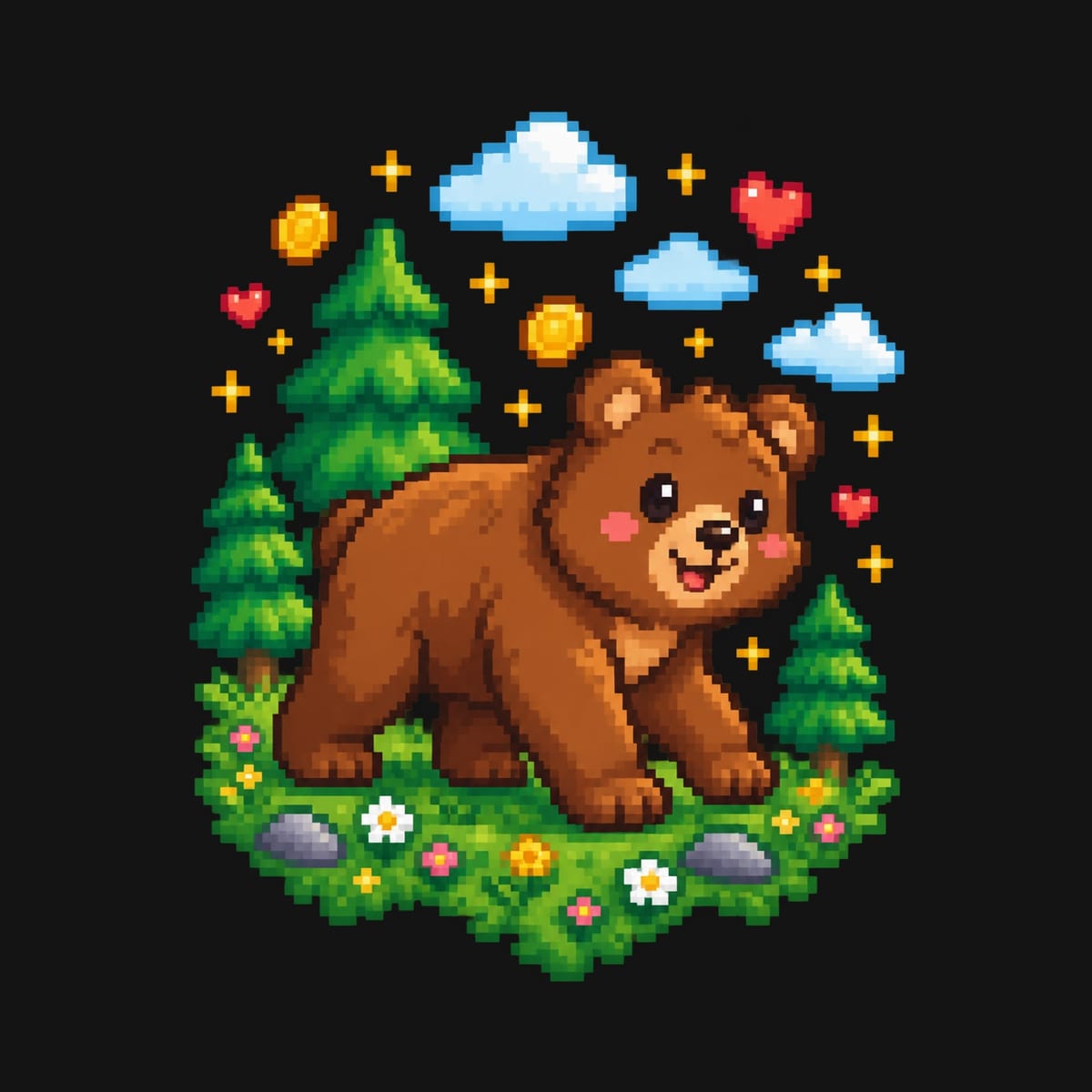 Koszulka z niedźwiedziem dla chłopca czarna pixel art, zdjęcie 2