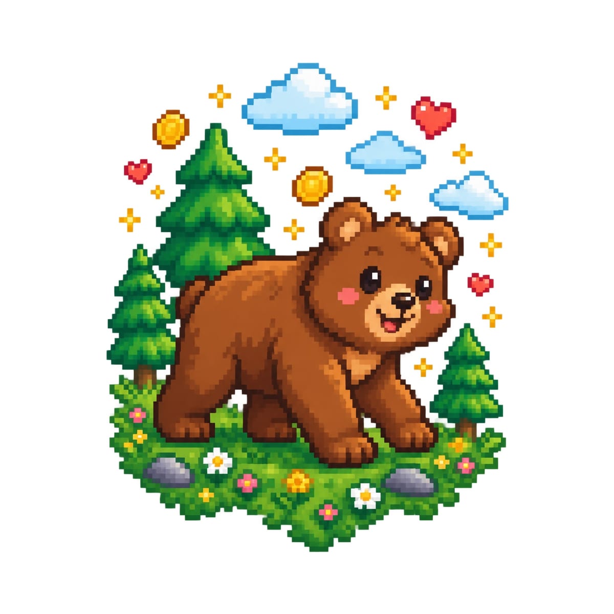 Koszulka z niedźwiedziem dla chłopca biała pixel art, zdjęcie 2