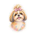 Koszulka dziecięca z shih tzu dla dziewczynki biała z kolorowych kropek, zdjęcie 2