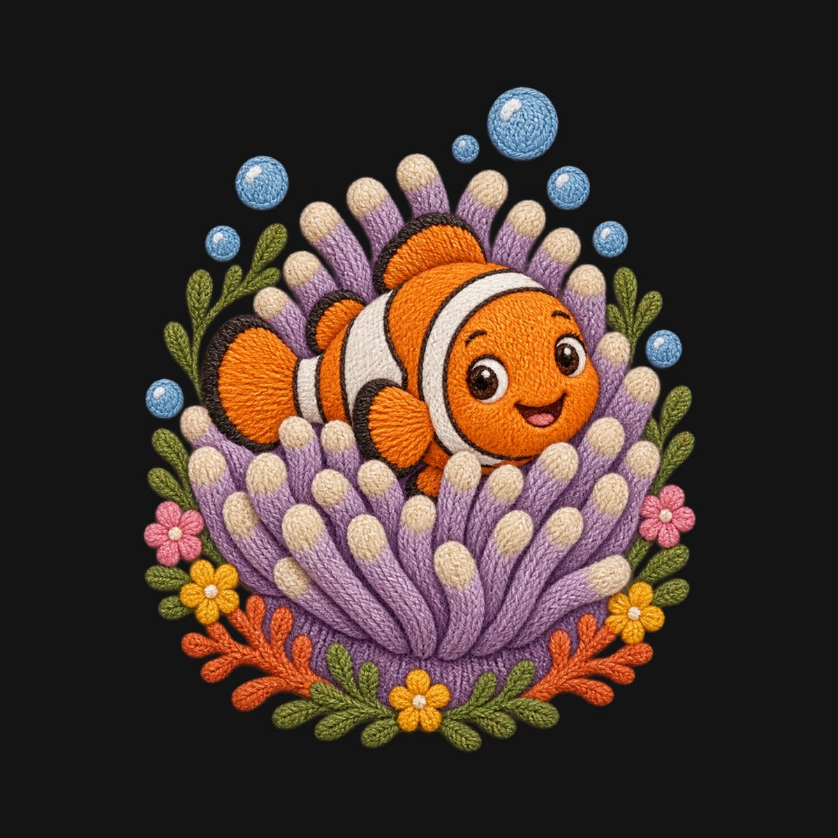 Koszulka z haftowanym błazenkiem dla dziewczynki czarna efekt haftu, zdjęcie 2