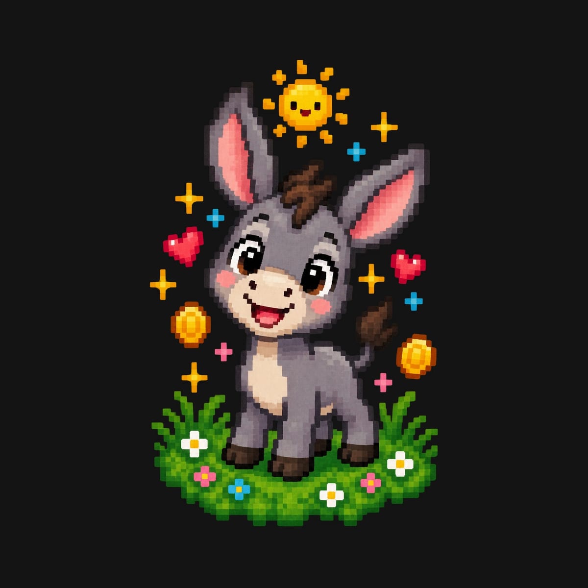 Koszulka dla chłopca z osłem czarna styl pixel art, zdjęcie 2