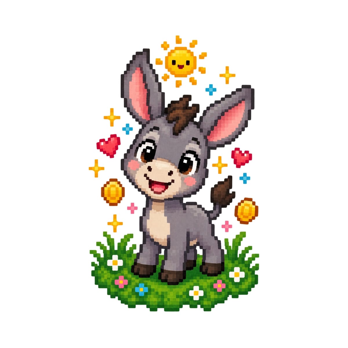 Koszulka dla chłopca z osłem biała styl pixel art, zdjęcie 2