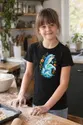 Koszulka dla dziewczynki z delfinem czarna miękka akwarela, zdjęcie 6