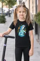 Koszulka dla dziewczynki z delfinem czarna miękka akwarela, zdjęcie 8