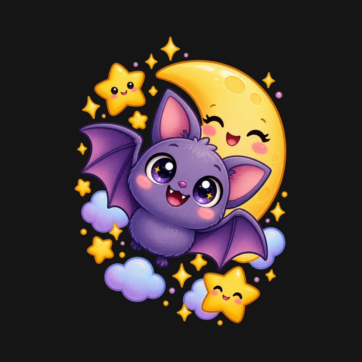 Koszulka z nietoperzem dla chłopca czarna słodki kawaii, zdjęcie 2
