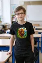 Koszulka dziecięca z żubrem dla chłopca czarna okrągła odznaka, zdjęcie 3