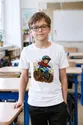 Koszulka z quadem dla chłopca biała komiksowe linie ruchu, zdjęcie 3