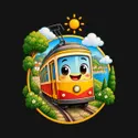 Koszulka z tramwajem dla chłopca czarna okrągła scena odznaki, zdjęcie 2