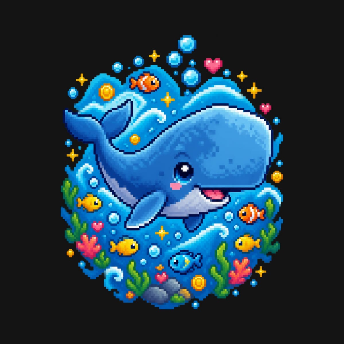 Koszulka z kaszalotem dla chłopca czarna pixel art, zdjęcie 2