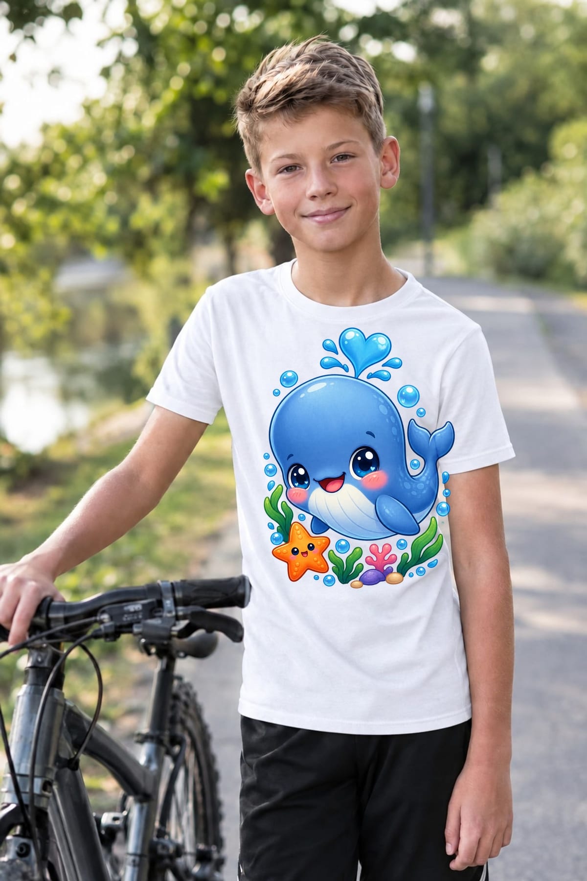 Koszulka dziecięca z kaszalotem dla chłopca biała kawaii, zdjęcie 4