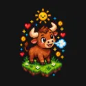Koszulka dziecięca z bykiem dla chłopca czarna pixel art, zdjęcie 2