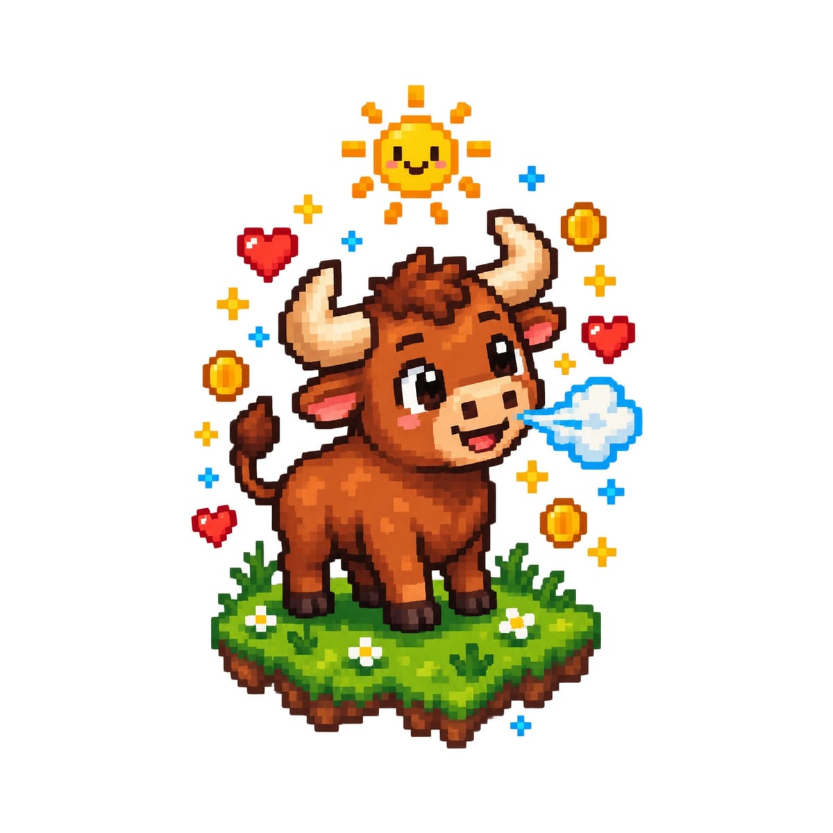 Koszulka dziecięca z bykiem dla chłopca biała pixel art, zdjęcie 2