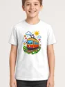 Koszulka z tramwajem dla chłopca biała pixel art, zdjęcie 1