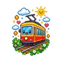 Koszulka z tramwajem dla chłopca biała pixel art, zdjęcie 2