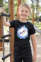 Koszulka z lisem polarnym dla chłopca czarna słodki kawaii, zdjęcie 6