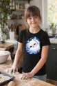 Koszulka z lisem polarnym dla dziewczynki czarna słodki kawaii, zdjęcie 5