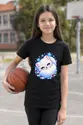 Koszulka z lisem polarnym dla dziewczynki czarna słodki kawaii, zdjęcie 8
