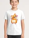 Koszulka dziecięca z corgi dla chłopca biała słodki styl kawaii, zdjęcie 1