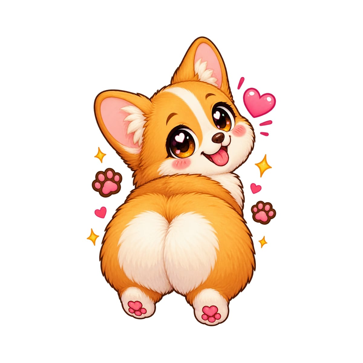Koszulka dziecięca z corgi dla dziewczynki biała słodki styl kawaii, zdjęcie 2