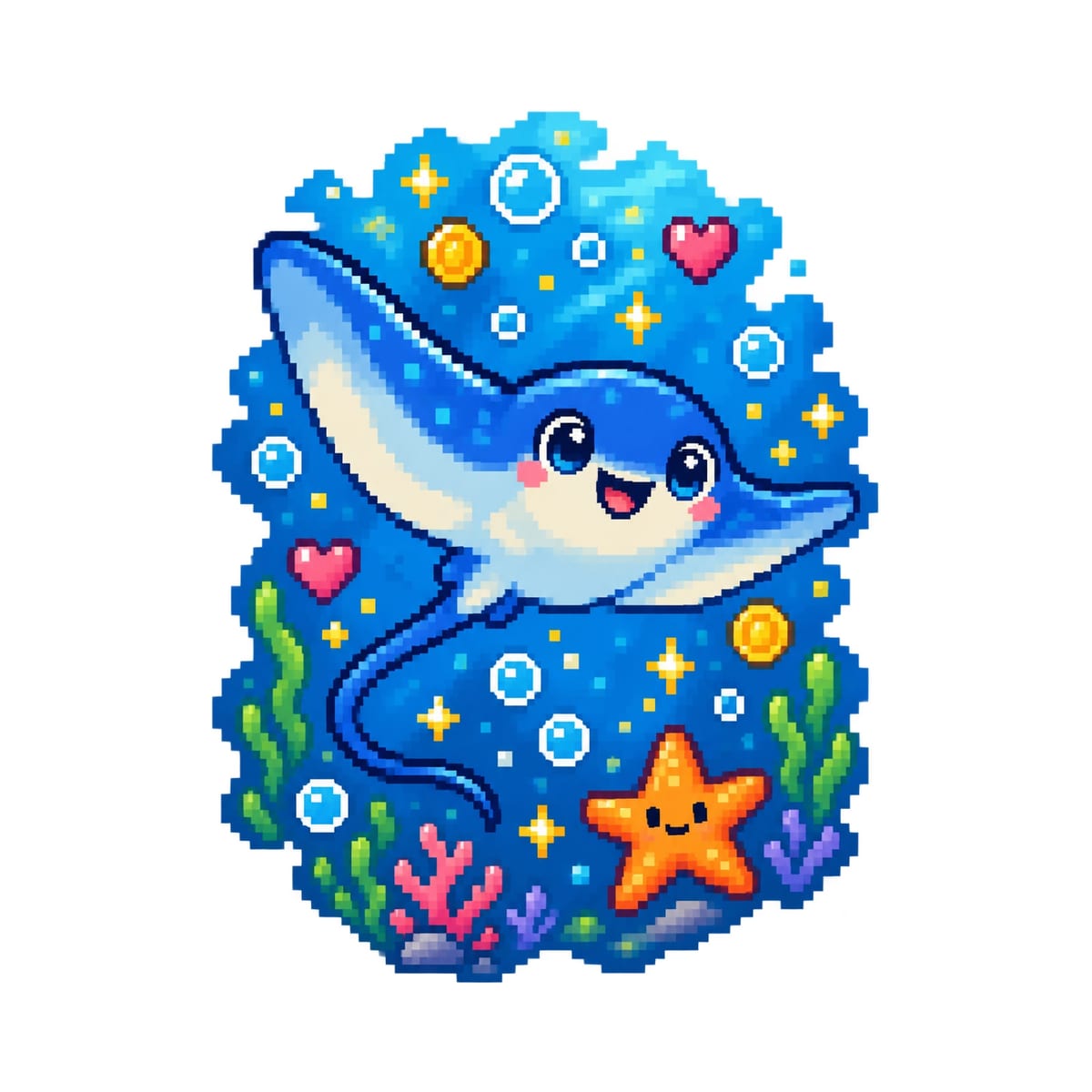 Koszulka z płaszczką pixel art dla chłopca biała dla dzieci, zdjęcie 2