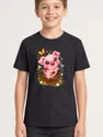 Koszulka ze świnką dla chłopca czarna słodki styl kawaii, zdjęcie 1