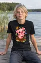 Koszulka ze świnką dla chłopca czarna słodki styl kawaii, zdjęcie 4