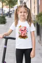 Koszulka ze świnką dla dziewczynki biała słodki styl kawaii, zdjęcie 6