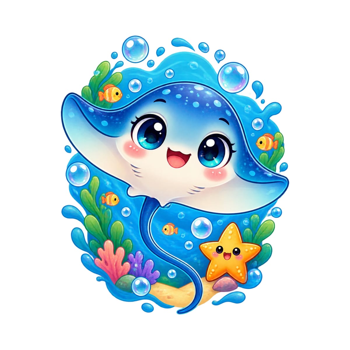 Koszulka dziecięca z płaszczką dla dziewczynki biała kawaii, zdjęcie 2