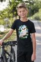 Koszulka z sową śnieżną wycinanka dla chłopca czarna 3D, zdjęcie 3