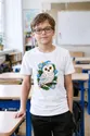 Koszulka z sową śnieżną wycinanka dla chłopca biała 3D, zdjęcie 4