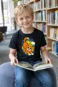 Koszulka z rudym kotem dla chłopca czarna dynamiczny komiks, zdjęcie 7