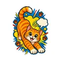 Koszulka z rudym kotem dla chłopca biała dynamiczny komiks, zdjęcie 2
