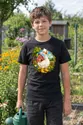 Koszulka z gęsią w stylu odznaki dla chłopca czarna okrągła scena z farmą, zdjęcie 8