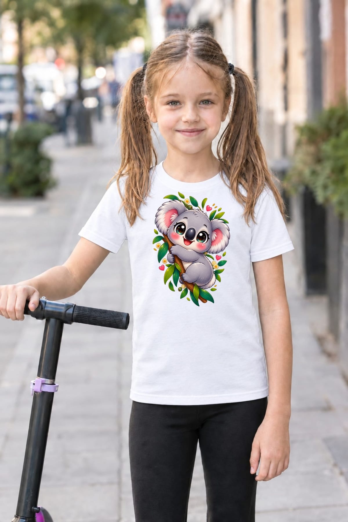 Koszulka z koalą dla dziewczynki biała słodki kawaii prezent, zdjęcie 3