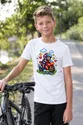 Koszulka dziecięca z motocyklem dla chłopca biała pixel art, zdjęcie 5