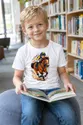 Koszulka dziecięca z dżokejem dla chłopca biała komiksowe linie ruchu, zdjęcie 6